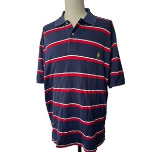 Polo Ralph Lauren Shirt Mens Size 2XL Navy Polo Striped Short Sleeve Classic